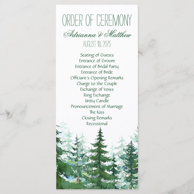 Gran Bröllopsordning för Ceremoni Program (Framsida)