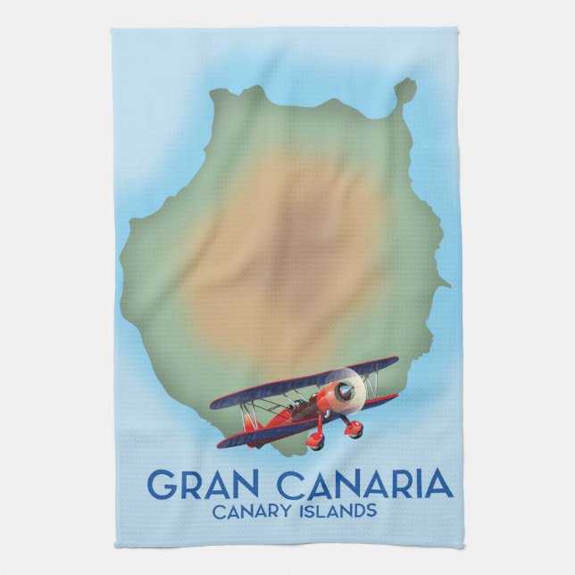 Gran Canaria kanarieö, resaffischkonst. Kökshandduk (Vertikal)