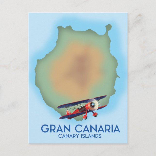 Gran Canaria kanarieö, reseaffisch konst. Vykort (Framsida)
