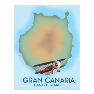 Gran Canaria Kanarieöarna, reseaffisch. Fototryck