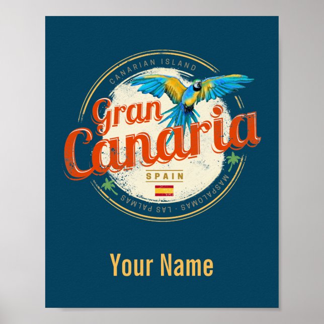 Gran Canaria Parrot Kanarieöarna Spanien Vintage Poster (Framsidan)