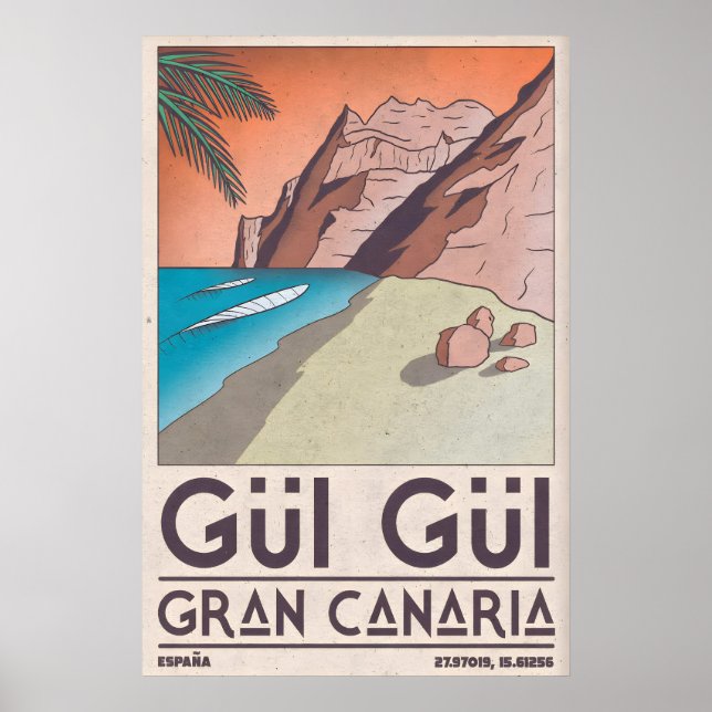 Gran Canaria Strandtryck Kustnära Väggkonst (Fet (Framsidan)