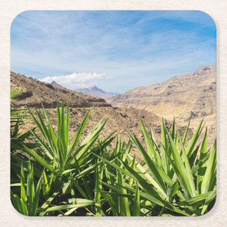 Gran Canary Mountain Landscape Underlägg Papper Kvadrat