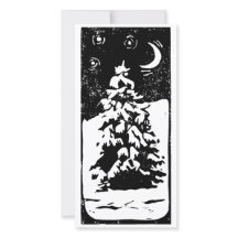 Gran i vinterlandskap Linocut