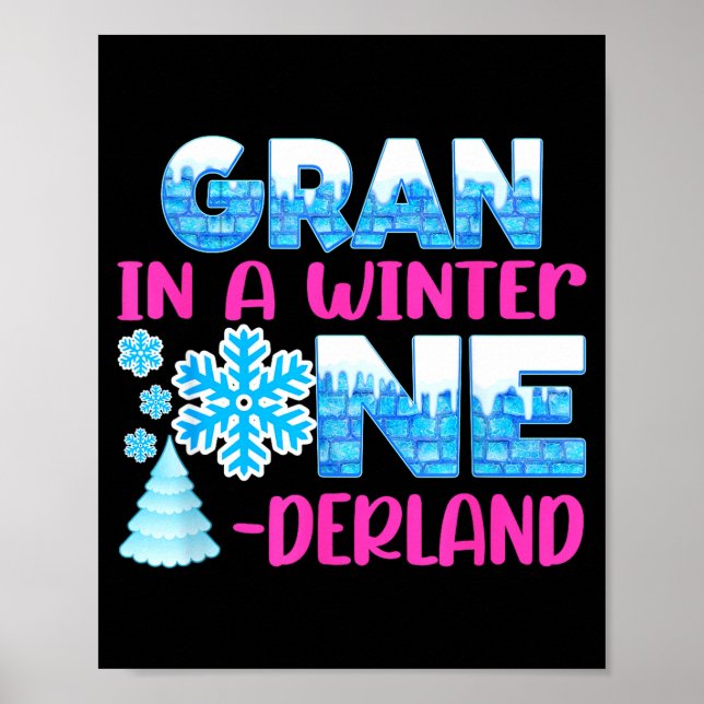 Gran In A Winter Onederland Bday Girl Sweet Snowfl Poster (Framsidan)