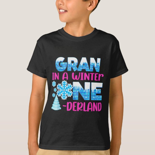 Gran In A Winter Onederland Bday Girl Sweet Snowfl T Shirt (Framsida)
