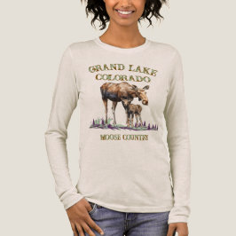 Gran Mama och Baby Moose Spår T Shirt