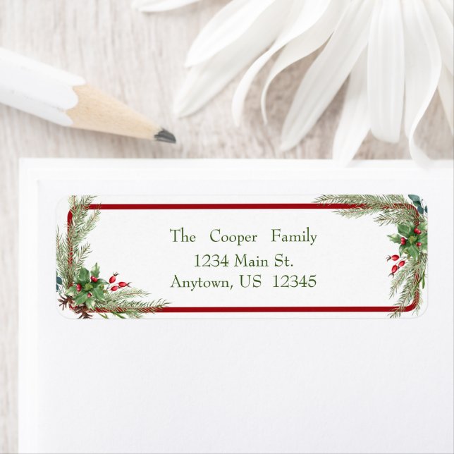 Gran och järnekbär returadress etikett (Insitu)