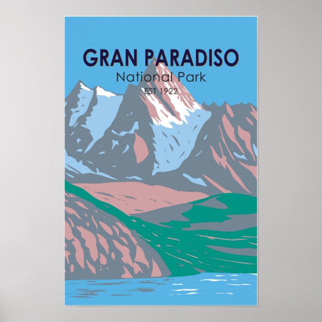 Gran Paradiso nationalpark Italien Vintage Poster (Framsidan)