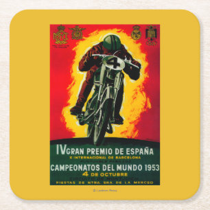 Gran Premio de Espana Vintage PosterEurope Underlägg Papper Kvadrat