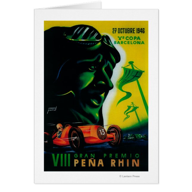 Gran Premio Pena Rhin Vintage Poster Europe Hälsningskort (Framsidan)