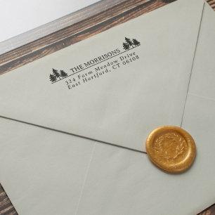 Gran Rustikt Namn & Returadress Självfärgande Stämpel