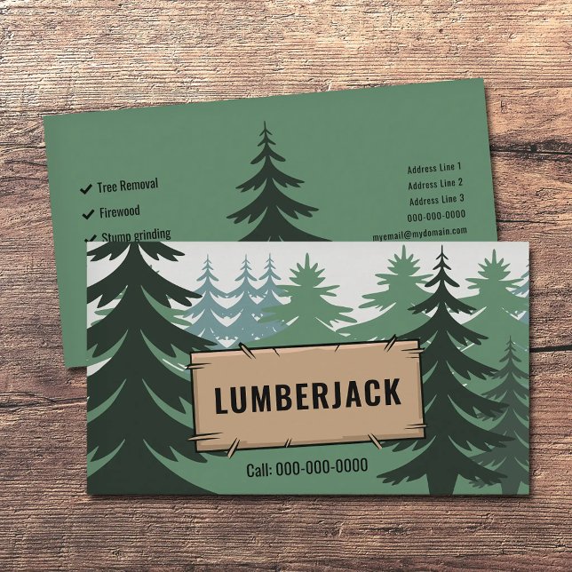 Gran skog - timmerhuggartjänster visitkort (Fir Forest - Lumberjack Services Business Card)