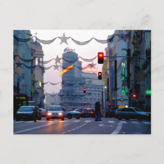 Gran Vía de Madrid en Navidad Vykort (Framsida)