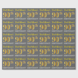 Gråna den guld- looken "90:e FÖDELSEDAG " för Presentpapper