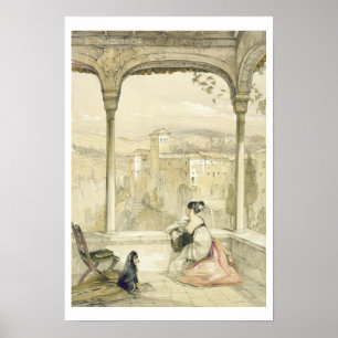 Granada (Alhambra), plåt 9 från "Spai-skisser" Poster