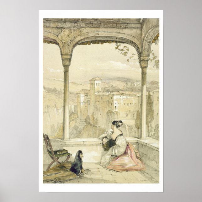 Granada (Alhambra), plåt 9 från "Spai-skisser" Poster (Framsidan)