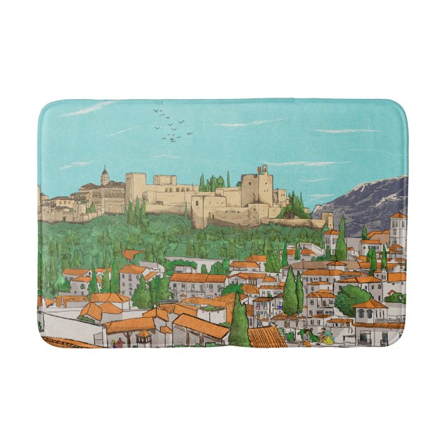 Granada Cityview Spain Ligcape Illustration Badrumsmatta (Framsidan)