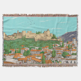 Granada Cityview Spain Ligcape Illustration Filt