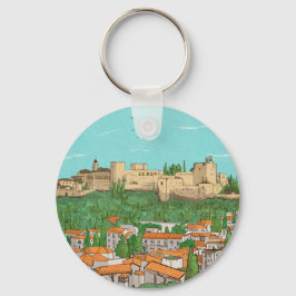 Granada Cityview Spain Ligcape Illustration Nyckelring