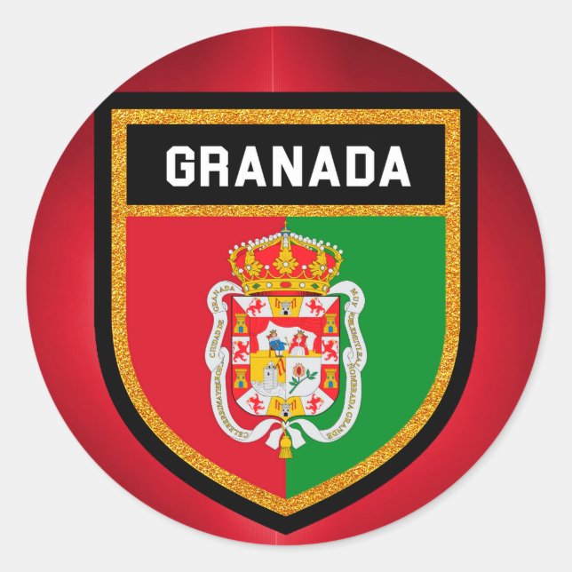 Granada Flagga Runt Klistermärke (Framsida)