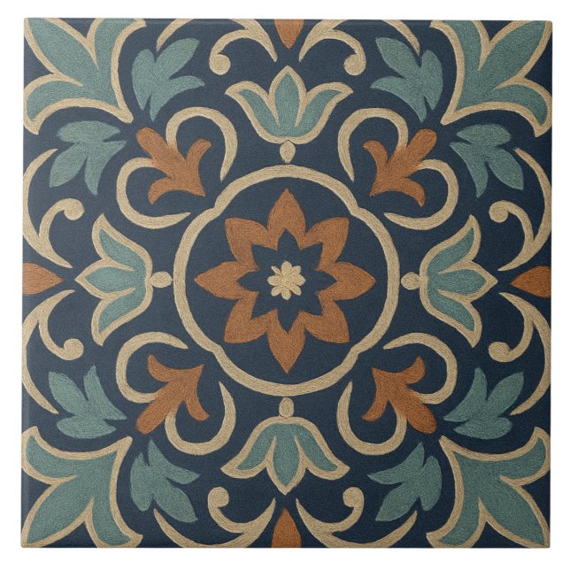 Granada kronblad – Moorisk blomsterplattor design Kakelplatta (Framsidan)