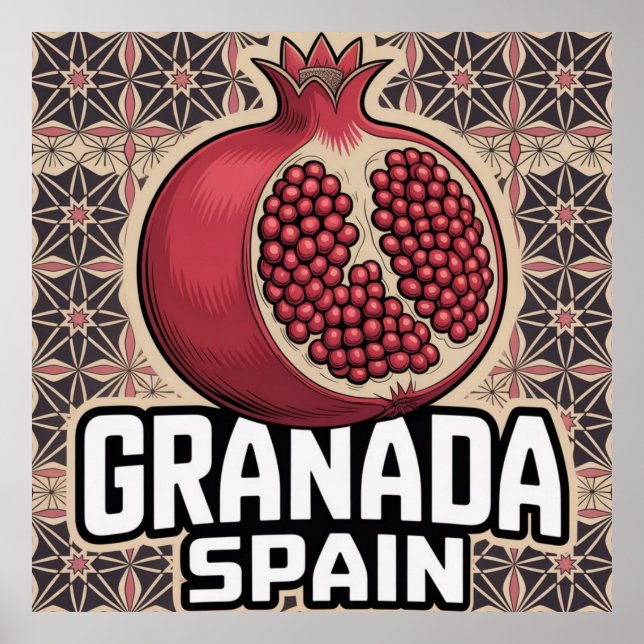Granada Spain Pomegranate Sticker Poster (Framsidan)