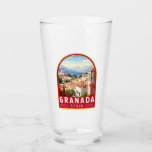 Granada Spain Travel Art Vintage Glaskopp<br><div class="desc">Granadas retro-vektorresedesign. Granada är en stad i den södra delen av Spanien,  Andalusien,  i Sierran Nevadas bergsområden.</div>