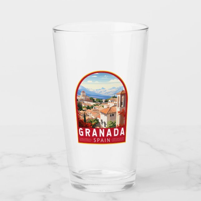 Granada Spain Travel Art Vintage Glaskopp (Framsida)