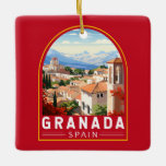 Granada Spain Travel Art Vintage Julgransprydnad Keramik<br><div class="desc">Granadas retro-vektorresedesign. Granada är en stad i den södra delen av Spanien,  Andalusien,  i Sierran Nevadas bergsområden.</div>