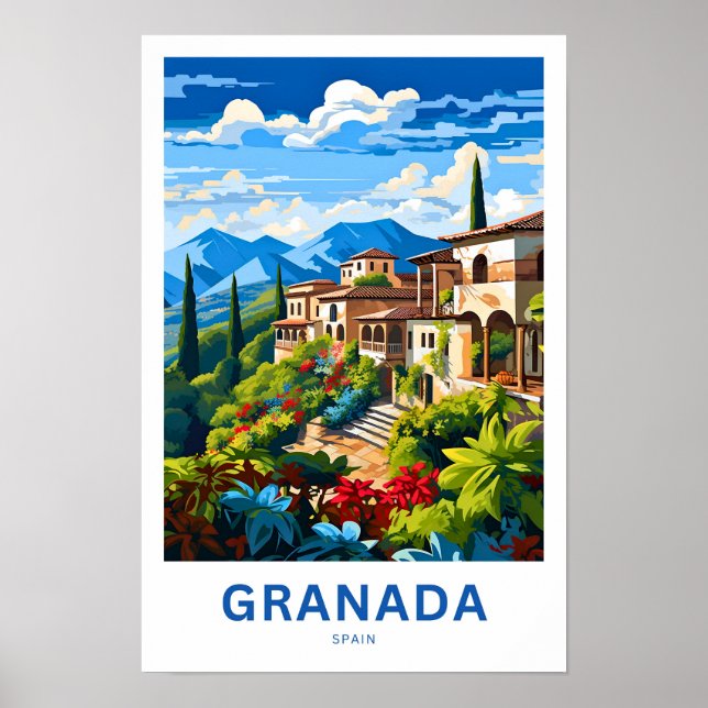 Granada Spain Travel Skriv ut Poster (Framsidan)