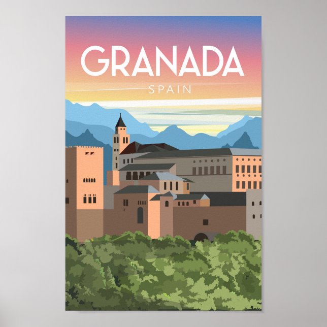 Granada spain vintage trevel poster (Framsidan)
