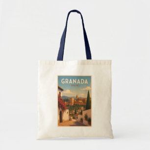 Granada Spanien Alhambra Illustration Resa Konst Tygkasse