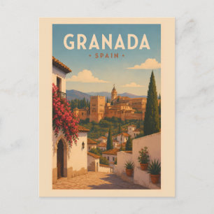 Granada Spanien Alhambra Illustration Resa Konst Vykort