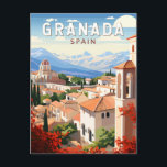 Granada Spanien Resa Konst Vintage Vykort<br><div class="desc">Granada retro vektor resedesign. Granada är en stad i södra Spaniens Andalusien-region,  vid foten av Sierra Nevada-bergen.</div>