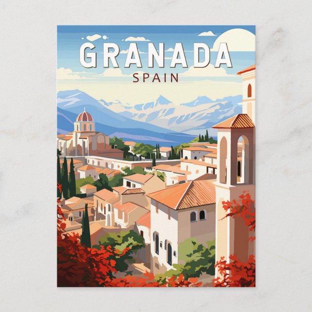 Granada Spanien Resa Konst Vintage Vykort (Framsida)