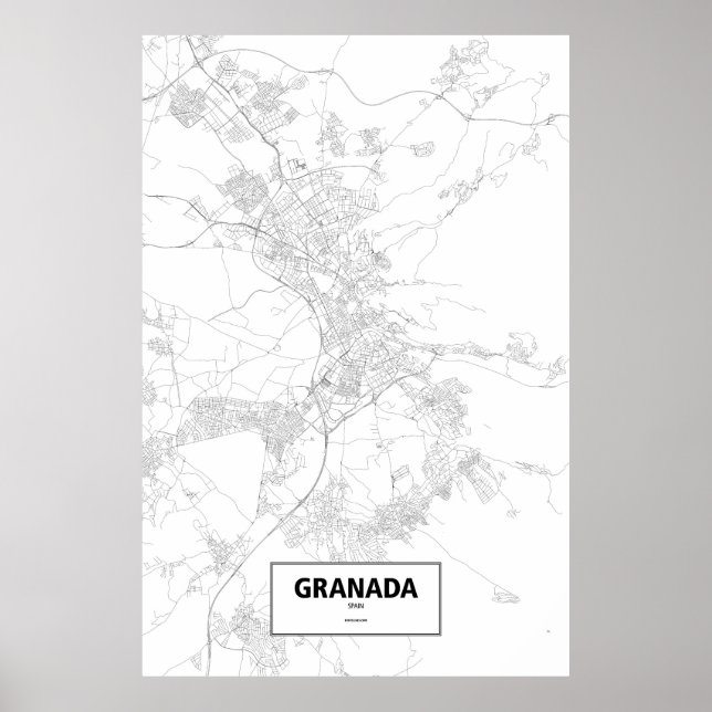 Granada, Spanien (svart på vitt) Poster (Framsidan)