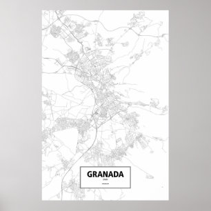Granada Spanien (svarten på vit) Poster