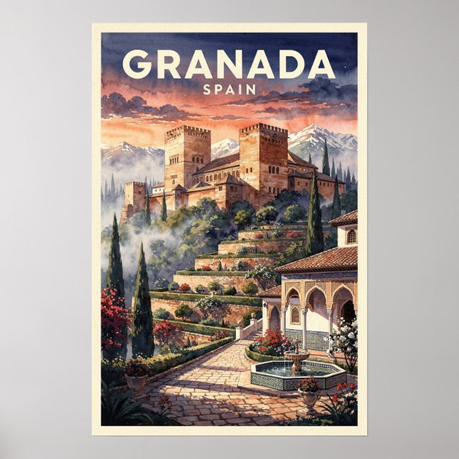 Granada Spanien Vintage Resa Poster (Framsidan)