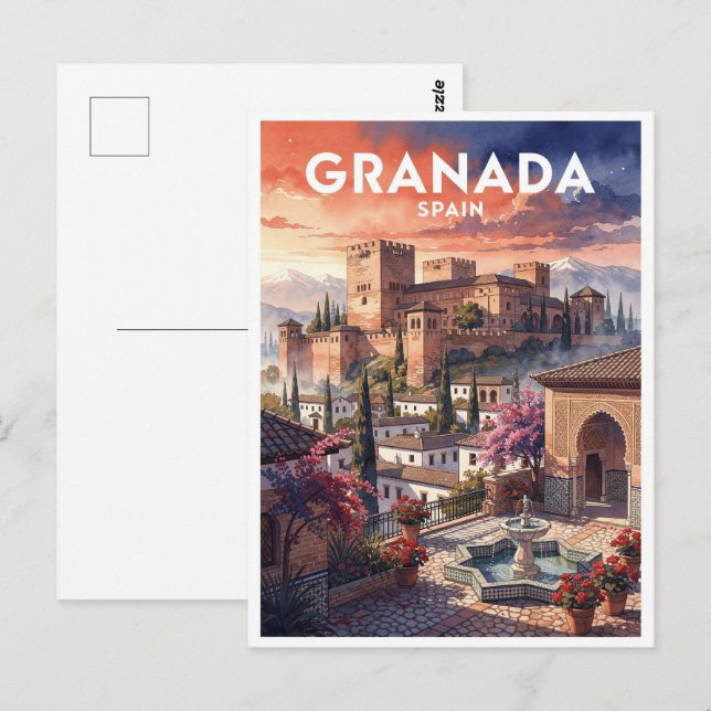 Granada Spanien Vintage Resa Vykort (Fram/baksida)