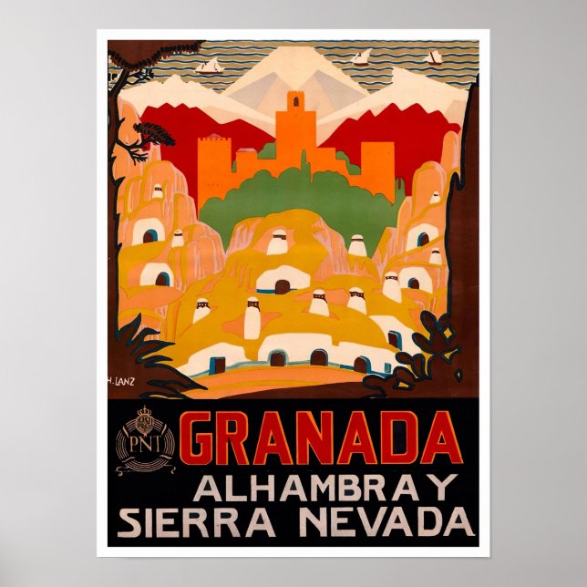 Granada Spanien vintage resor Poster (Framsidan)