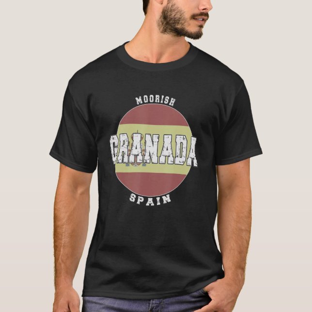 Granada Spanien, Vintage Spanska flagga T Shirt (Framsida)
