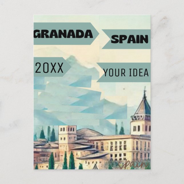 Granada Travel Printable Poster - Spanien Travel P Vykort (Framsida)