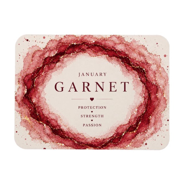 Granat Januari Födelsestein Flexi Magnet (Horisontell)