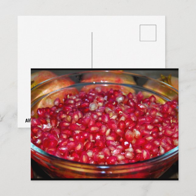 Granatäpple Frukt i Skål Vykort (Fram/baksida)