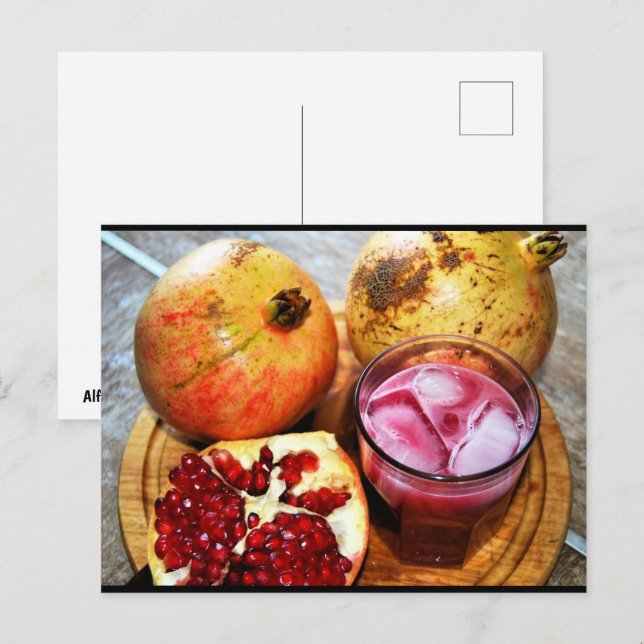 Granatäpple Frukt och Juice Vykort (Fram/baksida)