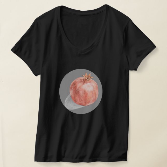 Granatäpple Frukt Retro Mat älskare T Shirt (Laydown)