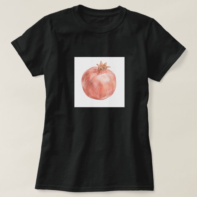 Granatäpple Frukt Retro Mat älskare T Shirt (Design framsida)