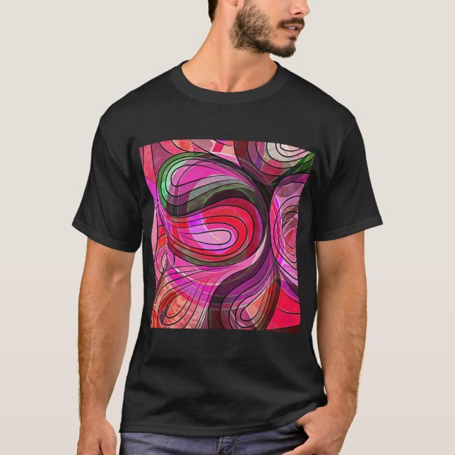 Granatäpple och granit-doodle med svarta linjer t shirt (Framsida)