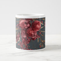 Granatäpple & Oliv Mugg | Vinröd Botanisk Print